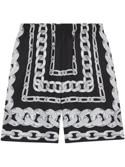 VERSACE MEDUSA CHAINS SILK SHORTS