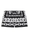 Versace Medusa Chain Printed Drawstring Swim Shorts In Black