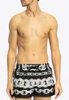 Versace Medusa Chain Printed Drawstring Swim Shorts In Black