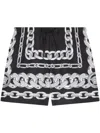 Versace Men Medusa Chains Silk Shorts In Black