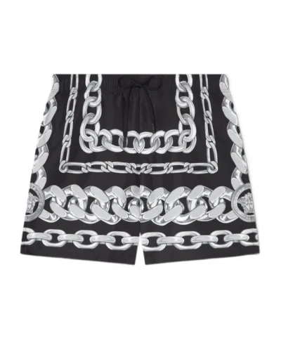 Versace Medusa Chains Swim Shorts In Black