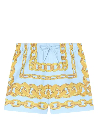 Versace Medusa Chains Swim Shorts In Blue