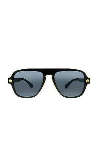 Pre-owned Versace Medusa Charm Aviator Plastic Sunglasses With Grey Polarized Lens For In Black