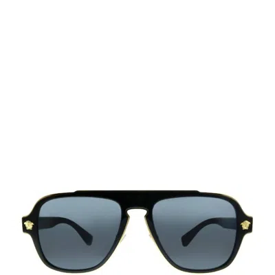 Versace Medusa Charm Ve 2199 100281 Unisex Aviator Sunglasses In Black
