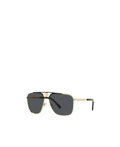 Versace Medusa-charm Aviator Sunglasses In Gray