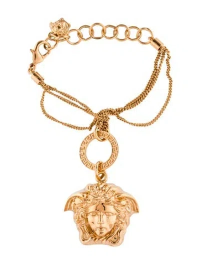 Pre-owned Versace Medusa Charm Bracelet, 7.5" In Multi
