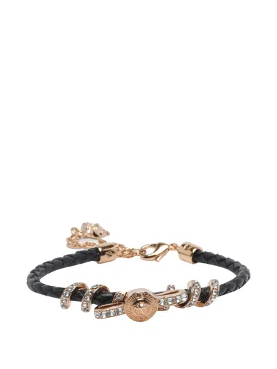 Versace Medusa Embellished Charm Bracelet In Black