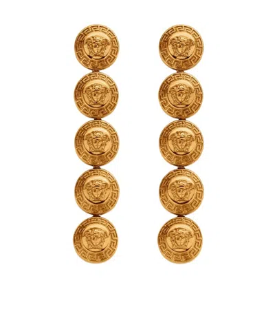 Versace Medusa Charm Drop Earrings In Yellow
