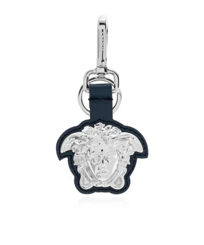 Versace Medusa Charm Keychain In Blue