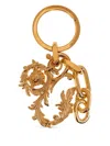 Versace Logo-engraved Charm Keychain In 金色