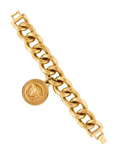 Pre-owned Versace Medusa Charm Link Bracelet, 6.25" In Multicolor