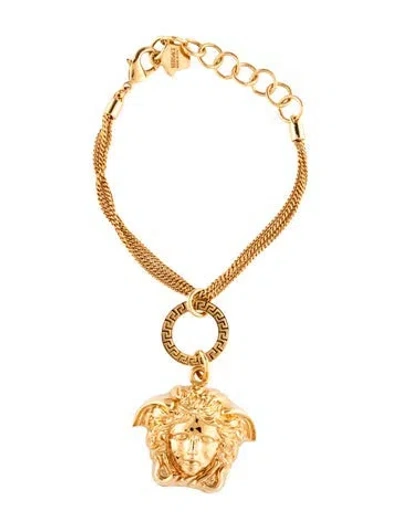Pre-owned Versace Medusa Charm Link Bracelet, 7.75" In Multicolor