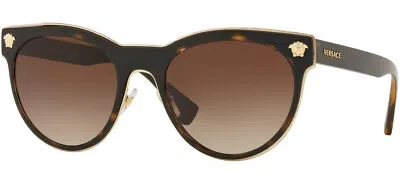 Pre-owned Versace Medusa Charm Ve 2198 Havana/brown Shaded 54/20/145 Women Sunglasses