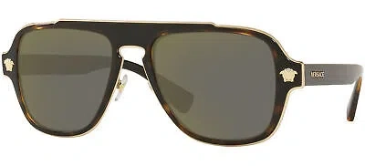 Pre-owned Versace Medusa Charm Ve 2199 Havana/grey Gold 56/18/145 Men Sunglasses In Gray