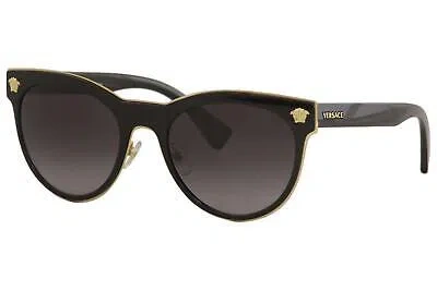 Pre-owned Versace Medusa-charm Ve2198 Ve/2198 1002/t3 Black Polarized Sunglasses 54mm In Gray