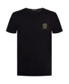Versace White Crewneck T-shirt With Medusa Print On The Front In Cotton Stretch Man In Black