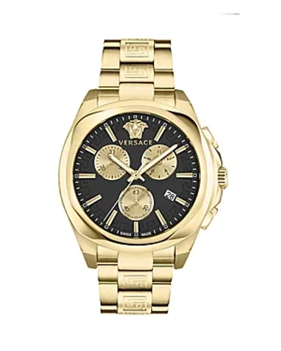 Versace Women's Swiss Chronograph Medusa Gold Ion Plated Stainless Steel Bracelet Watch 40mm In Black/gold