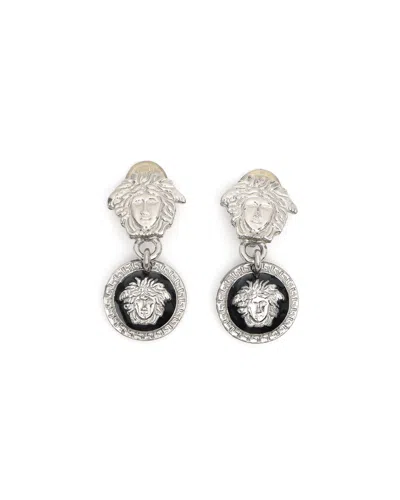 Pre-owned Versace Medusa Clip-on Earrings In Silver