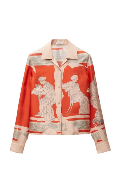 Versace Medusa Club Silk Twill Shirt In Multi
