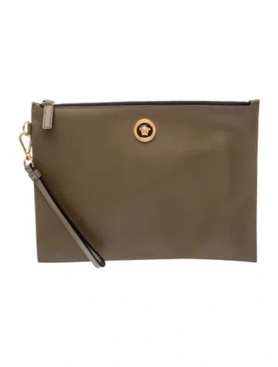 Pre-owned Versace Medusa Clutch In Brown