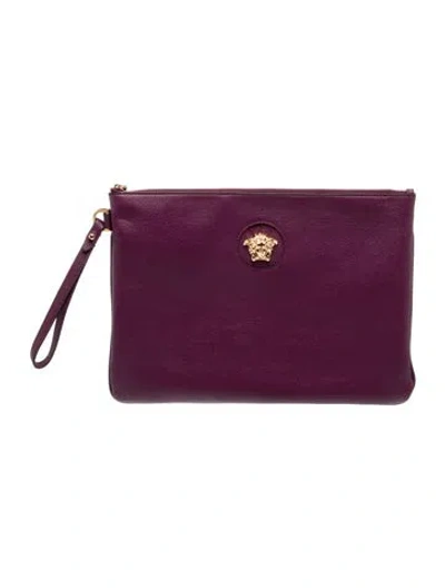 Pre-owned Versace Medusa Clutch In Burgundy