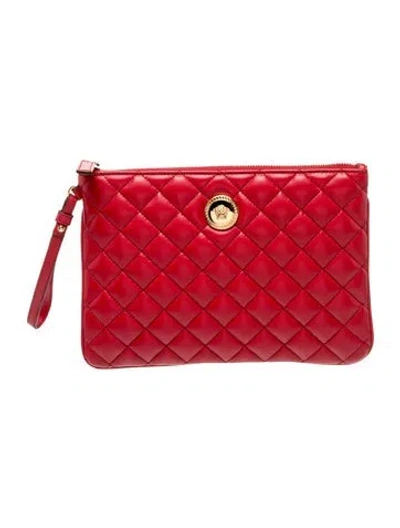 Pre-owned Versace Medusa Clutch W/ Tags In Red