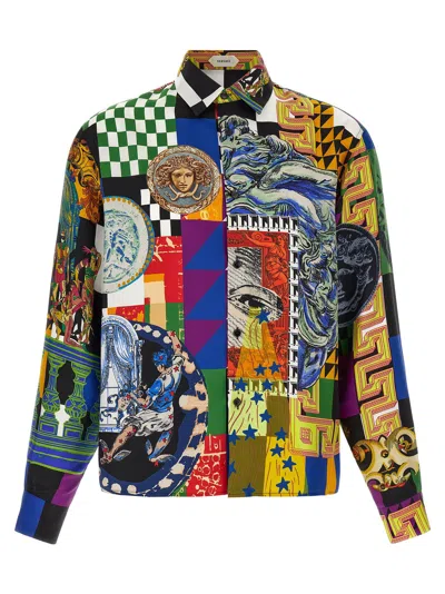 Versace Medusa Collage Print Shirt In Multicolor