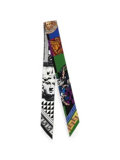 Versace Medusa Collage Silk Scarf In Multi