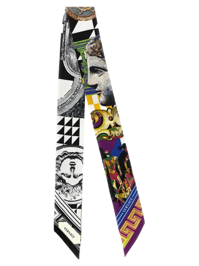Versace Medusa Collage Silk Twill Scarf In Multicolor