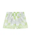 Versace Medusa Contrasto Silk Shorts In Green