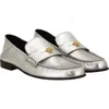 Versace Medusa Convertible Metallic Penny Loafer In Silver
