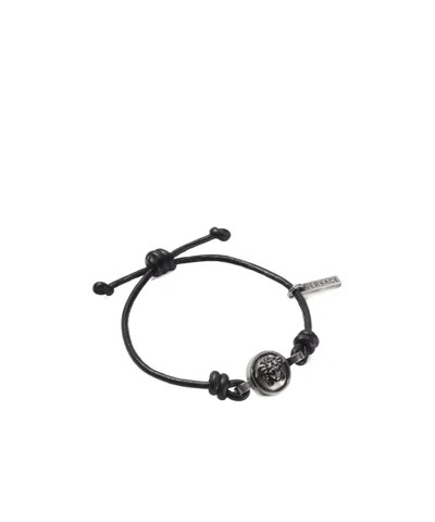 Versace Medusa Cord Bracelet In Black
