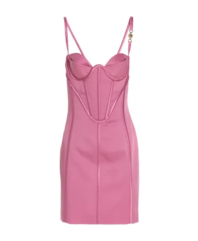 Versace Medusa Corset Mini Dress In Pink
