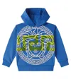 Versace Medusa Cotton Fleece Sweatshirt In Blue