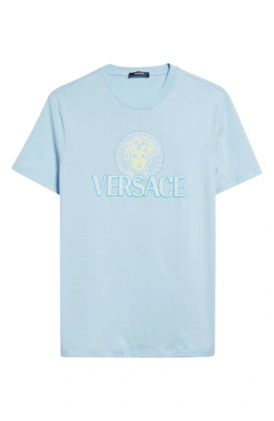 Versace Medusa Cotton Graphic T-shirt In Blue
