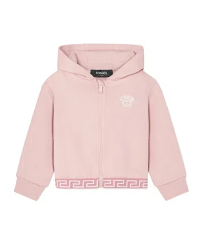 Versace Babies' Medusa Cotton Hooded Jacket In Pink