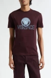 Versace Medusa Cotton Jersey Graphic T-shirt In Burgundy
