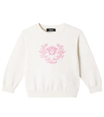 Versace Kids' Medusa Cotton Jersey Sweater In White