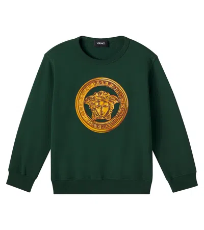 Versace Kids' Medusa Cotton Jersey Sweatshirt In Green