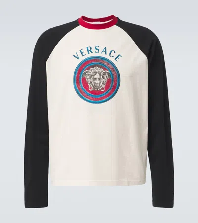 Versace Printed Cotton-jersey Regular T-shirt In Multi