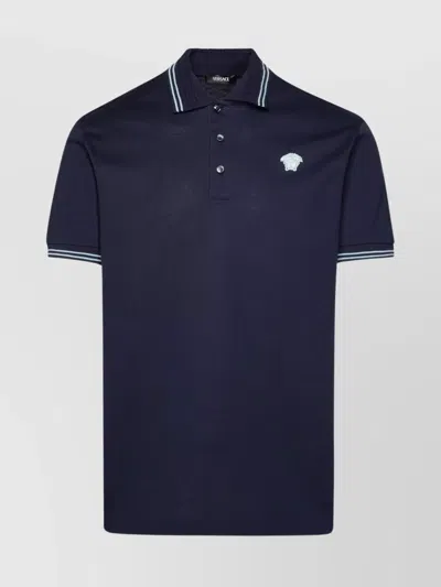Versace Medusa Short-sleeved Polo Shirt In Blue