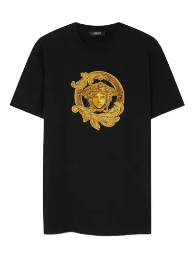 Versace Medusa Cotton T-shirt In Black