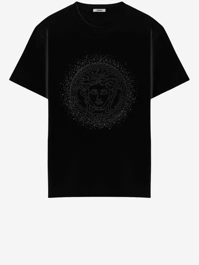 Versace Medusa Cotton T-shirt In Black