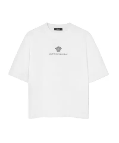 VERSACE VERSACE MEDUSA MILANO EMBROIDERED CREWNECK T-SHIRT