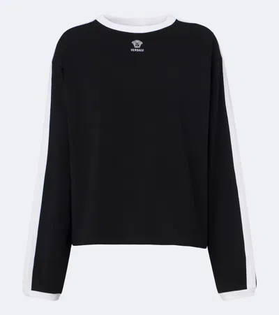 Versace Medusa Cotton-blend Jersey Sweatshirt In Black