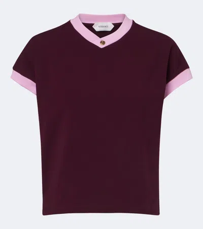 Versace Medusa Cotton-blend Jersey T-shirt In Pink