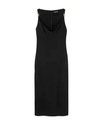 VERSACE VERSACE MEDUSA COWL NECK MIDI DRESS
