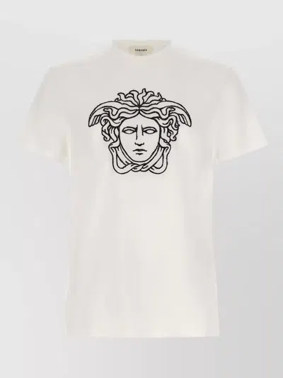 Versace Medusa Crew Neck Short Sleeve Shirt In White