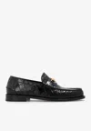 Versace Medusa Croc-effect Leather Loafers In Black