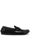 Versace Medusa Crocodile-effect Loafers In Black